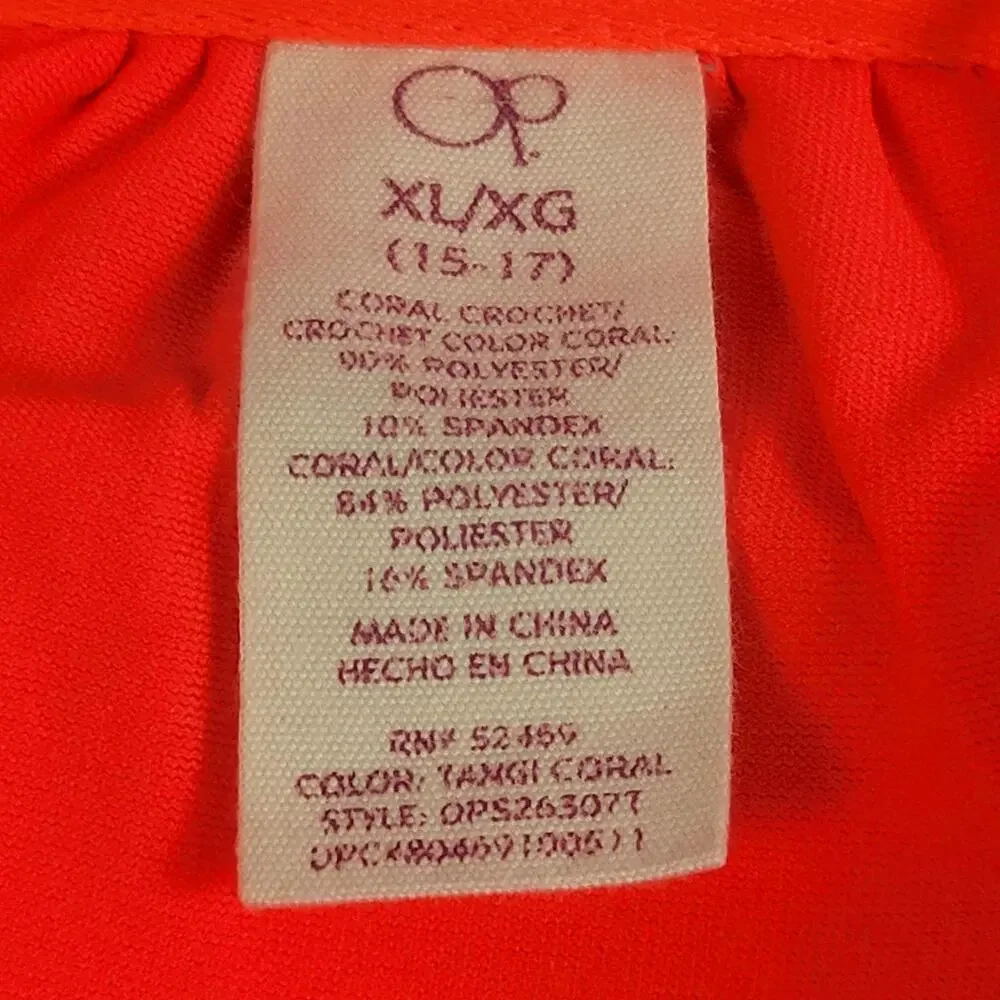 Laser-Cut‎ Flounce Strapless Bikini Top Ocean Pacific Junior Size XL
